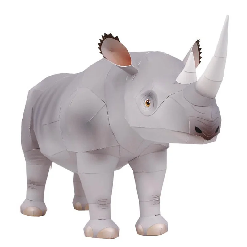 Art Craft With Cardboard - Nashorn, hakenförmig, handgefertigt, Origami-Kunst, faltbar, Mini-3D-Papiermodell,