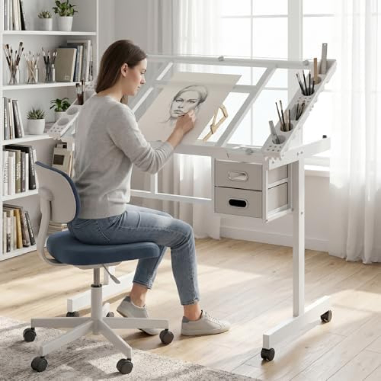 Art Craft & Architecture - Rollbarer Zeichentisch, Mal- und Basteltisch mit