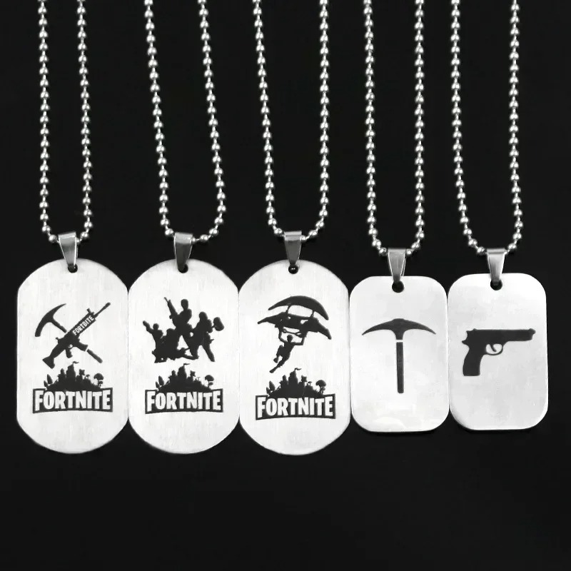 Art Craft Market - Fortnite Anime Halskette aus Edelstahl, Anhänger-Halskette,