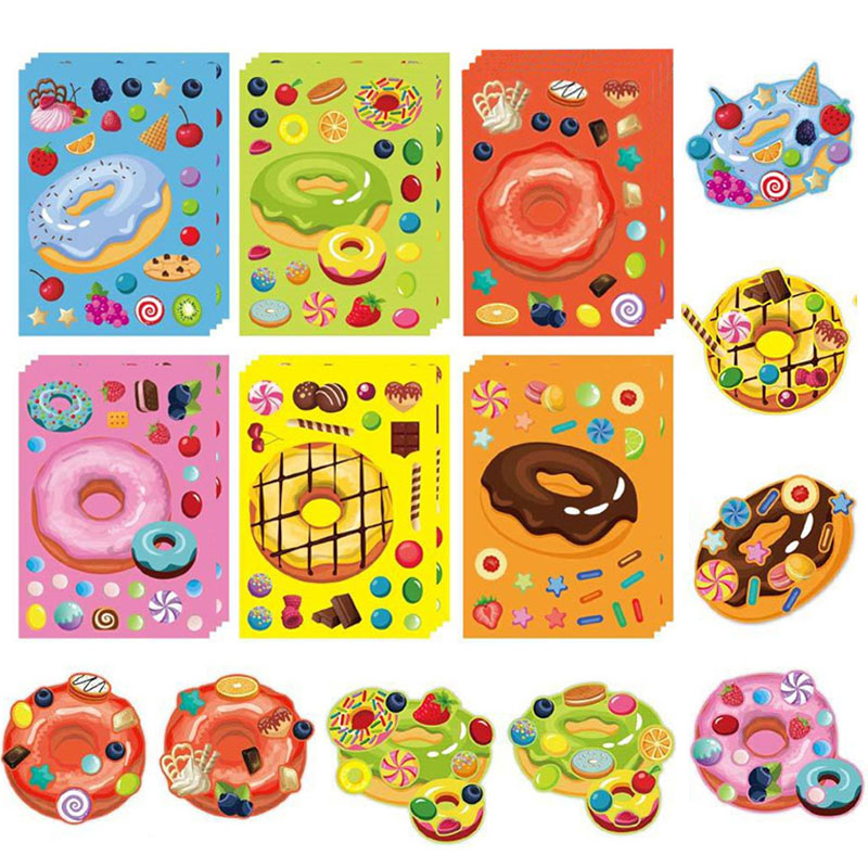 Art Craft For Toddlers - Machen Sie ein Gesicht. Donut-Aufkleber für