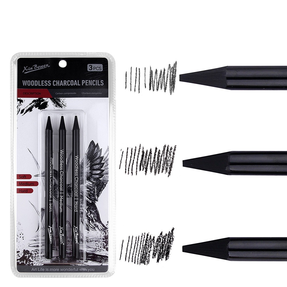 3Pcs Weiche/Medium/Hart Kohles – Sketching Charcoal Set Bewertung und Preis